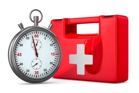 First aid kit on white background. Isolated 3D image Stockillustratie