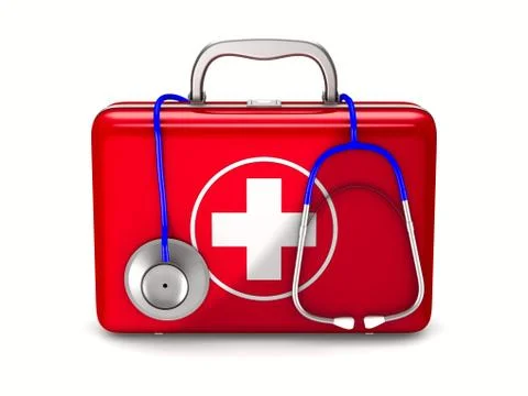First aid kit on white background. Isolated 3D illustration Illustrazione stock