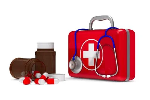 First aid kit on white background. Isolated 3D illustration Stock Illustration