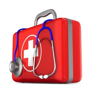 First aid kit on white background. Isolated 3D illustration Stockillustratie