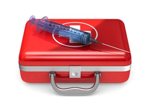 First aid kit on white background. Isolated 3D illustration Illustrazione stock