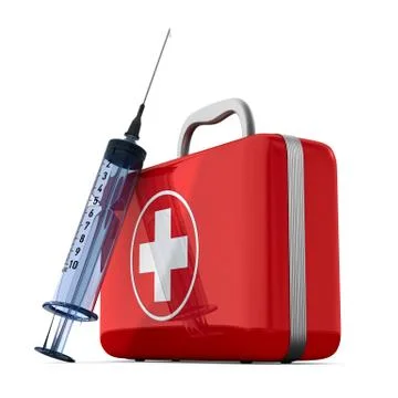 First aid kit on white background. Isolated 3D illustration Illustrazione stock