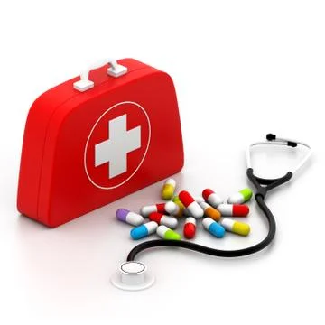 First aid kit on white background. Stock Illustration