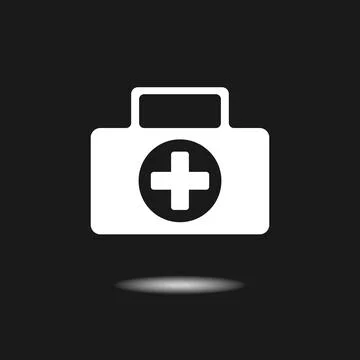 First aid kit white icon in flat style. Health, help and medical diagnostic.. 스톡 일러스트