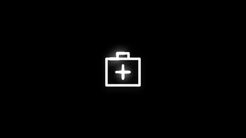 First Aid Line Icon Animation Loop Black Background Stock Footage 340541199