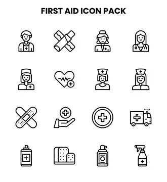 First Aid Line Vector Icons Pack Stock Illustration