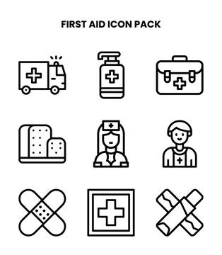 First Aid Line Vector Icons Pack Stock Illustration