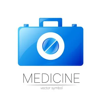 First Aid Logo Vector Medicine Symbol with Help Bag Case and Pill for Health Stock Illustration