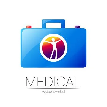 First Aid Logo Vector Medicine Symbol with Help Bag Case for Health Care Icon Ilustração Stock