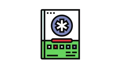 First aid manual color icon animation Stock Footage 326116548