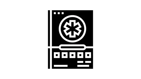 First aid manual glyph icon animation Stock Footage 326143157