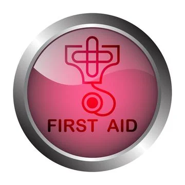 First Aid metal Button or label Stock Illustration