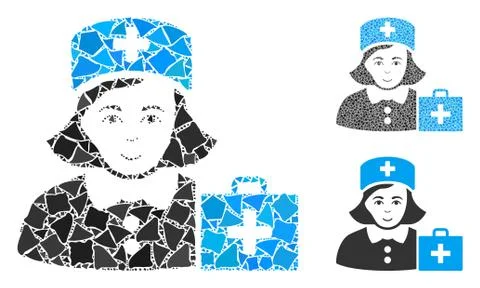 First-aid nurse Composition Icon of Rough Pieces Stock Illustration