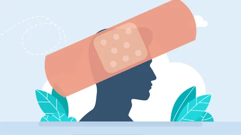 First aid. Providing first aid to person with a head injury. Silhouette of head Stock Footage 278288669