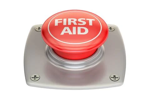 First Aid Red button, 3D rendering Stock Illustration