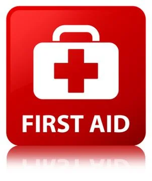First aid red square button Stock Illustration