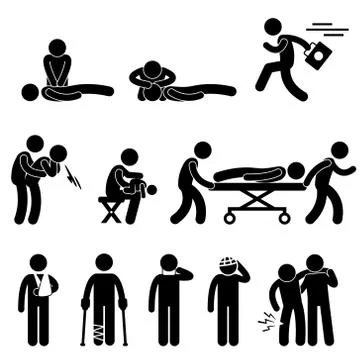 First Aid Rescue Emergency Help CPR Medic Saving Life Icon Symbol Sign Pictogram Stock Illustration