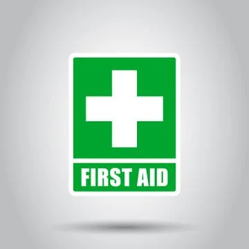 First aid sign icon in flat style. Health, help and medical vector illustrati Stock Illustration