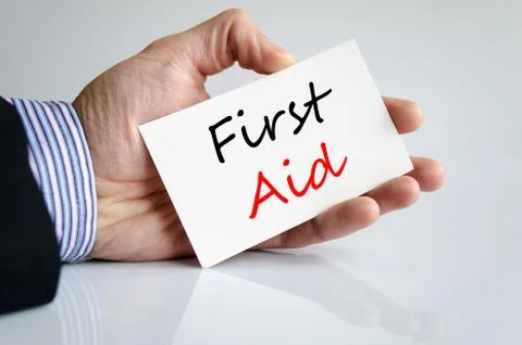 First aid text concept Stock Photos