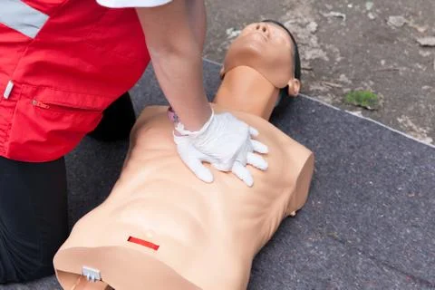 First aid training concept. CPR. Stock Photos