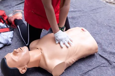 First aid training concept. CPR. cardiac massage. Foto stock