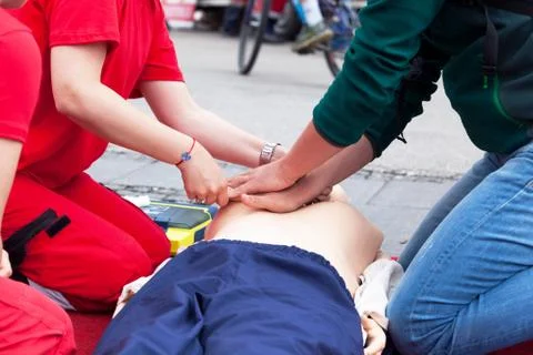 First aid training course. CPR class. Foto stock