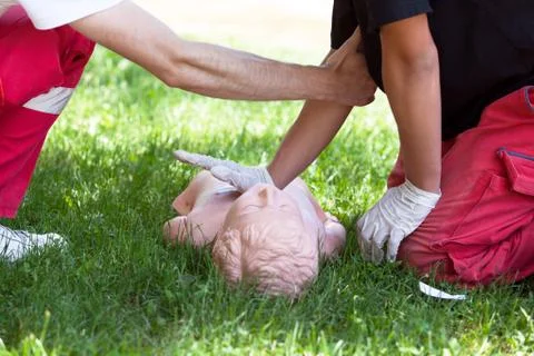 First aid training. CPR. Stock Photos