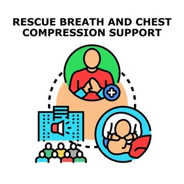First aid training supporting chest compression and rescue breath Stock Illustration