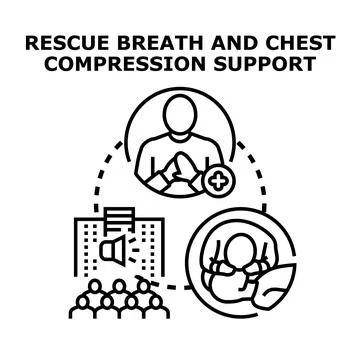 First aid training supporting chest compression and rescue breath Stock Illustration