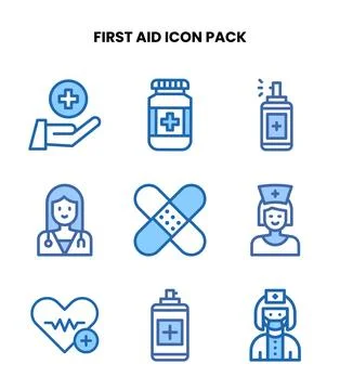 First Aid Two Colour UI Icons Pack Ilustración de archivo