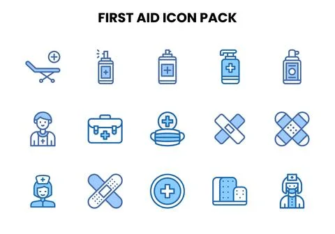 First Aid Two Colour Vector Icons Pack Stock Illustration