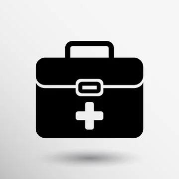 First aid vector icon kit medical box cross symbol Illustrazione stock