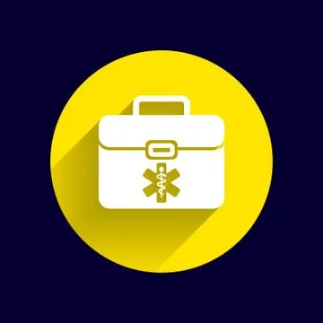 First aid vector icon kit medical box cross symbol Stock Illustration