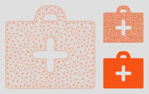First Aid Vector Mesh 2D Model and Triangle Mosaic Icon Stock Illustration