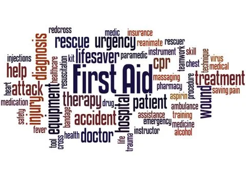 First aid, word cloud concept Illustrazione stock