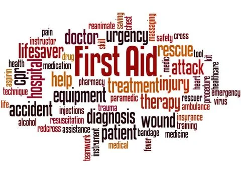 First aid, word cloud concept Illustrazione stock