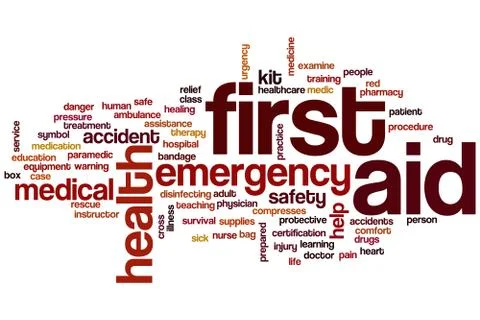 First aid word cloud Illustrazione stock