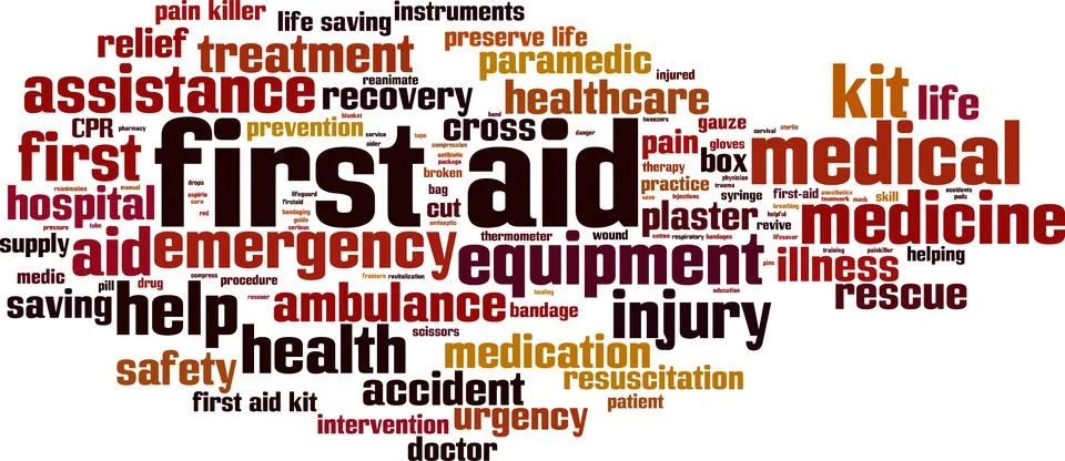 First aid word cloud Stock Illustration