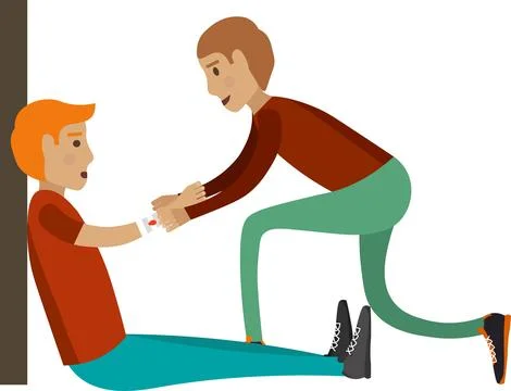 First aid for wound on hand vector icon isolated on white Stock Illustration