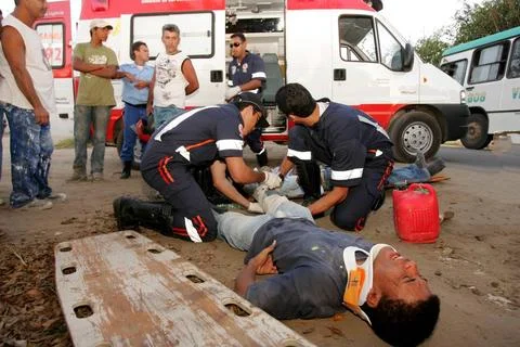  First Aider of the Samu 192 working teixeira de freitas, bahia, brazil - ... 스톡 사진