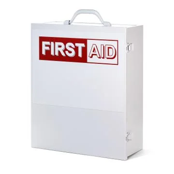 First aids box kit on white background (Medical kit isolated) Stock Photos