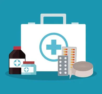 First aids suitcase kit Stock Illustration