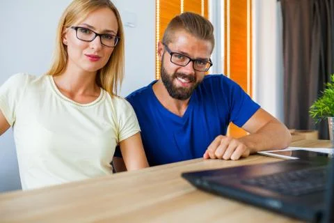 First of all: teamwork. Good day in office. Stock Photos