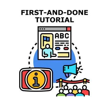 First and done tutorial concept vector illustration Stock Illustration
