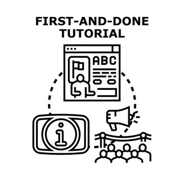 First and done tutorial concept vector illustration Stock Illustration