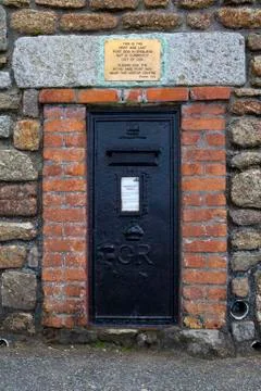First and Last Post Box in England - Lands End. Stock Photos