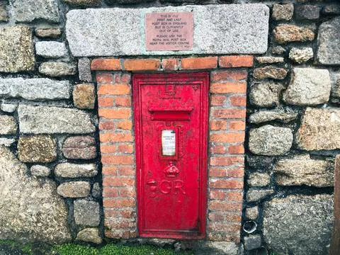 The First And Last Post Box, Lands End, Cornwall, UK - 3rd Dec 2024 Stock Photos