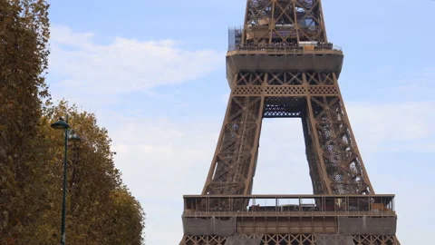 First and second floor of the Eiffel Tower a day of October in Paris, France Stock Footage 222769586