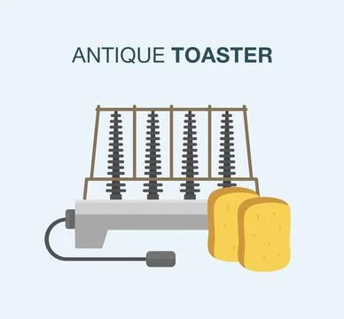 First antique toaster icon. Kitchen appliance. Vector illustration template Stock Illustration