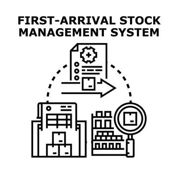 First arrival stock management system concept vector Stock Illustration
